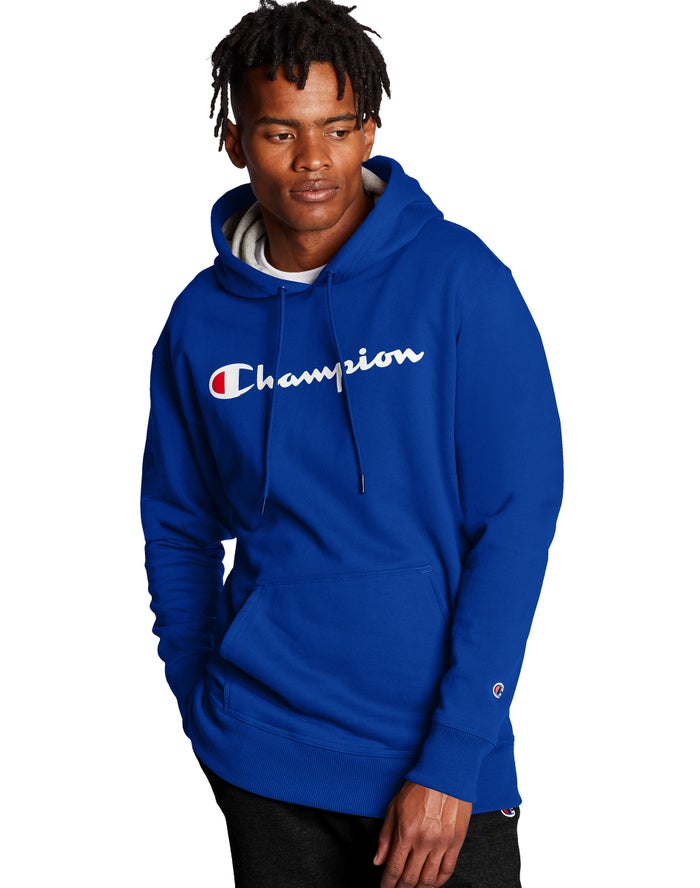 Sudadera Con Capucha Champion Hombre - Powerblend Fleece Script Logo ( Azules ) 4138795-JU